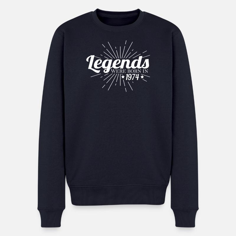 1974 Geburtstag Sprüche Legende Retro - Männer Premium Bio Pullover - Navy
