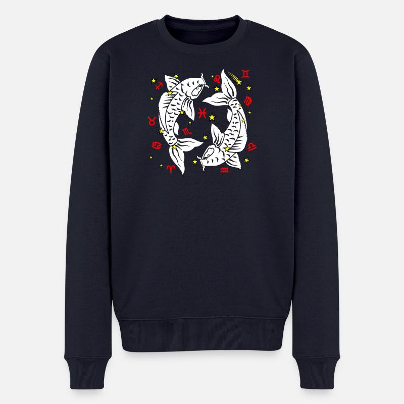 Fischfarbe - Männer Premium Bio Pullover - Navy