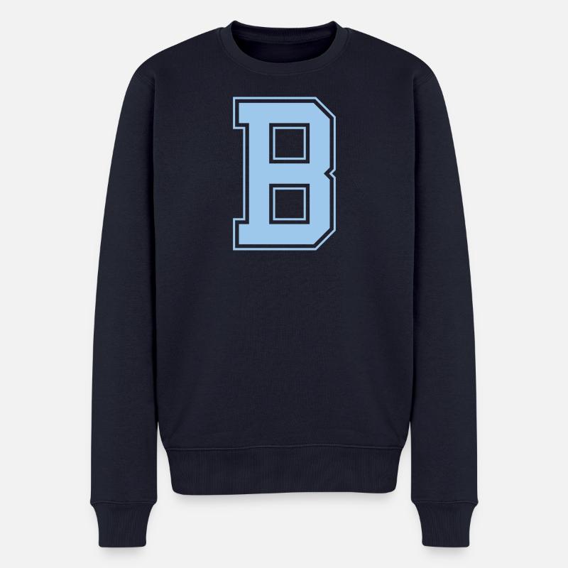 Monogramm Hellblau Varsity College Initiale B - Männer Premium Bio Pullover - Navy