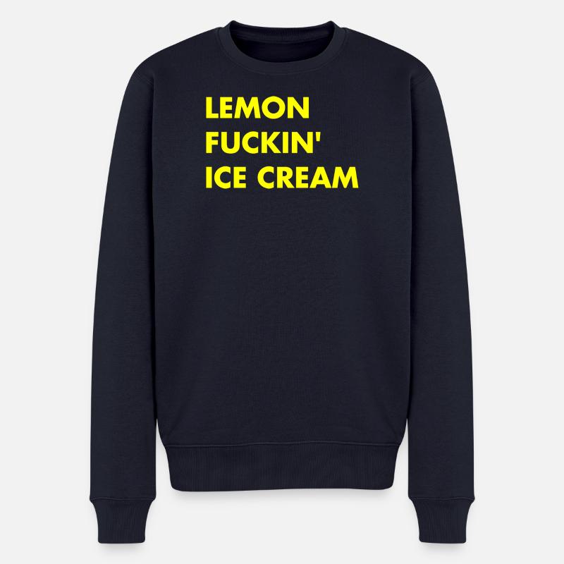Glace au citron - lettrage jaune - Pull Premium bio Homme - bleu marine