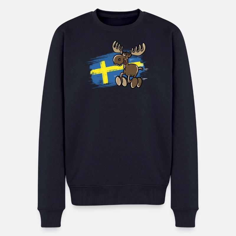 Schweden - Elch - Flagge - Männer Premium Bio Pullover - Navy