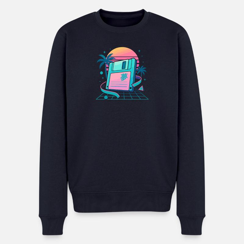 Retro Floppy Dream - Männer Premium Bio Pullover - Navy