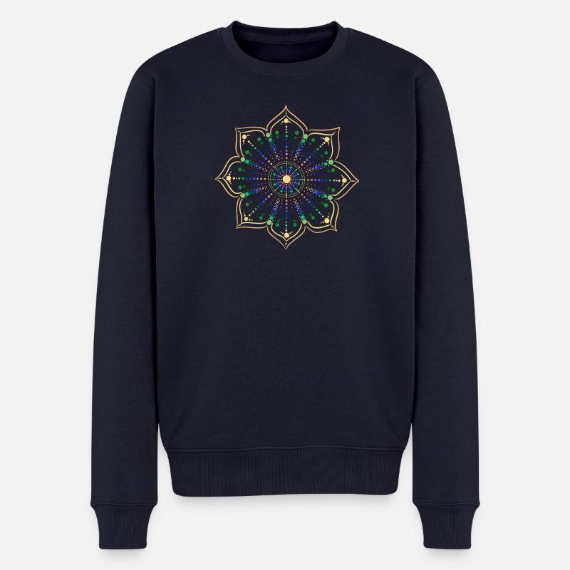 Punkte Mandala Illusion - Männer Premium Bio Pullover - Navy