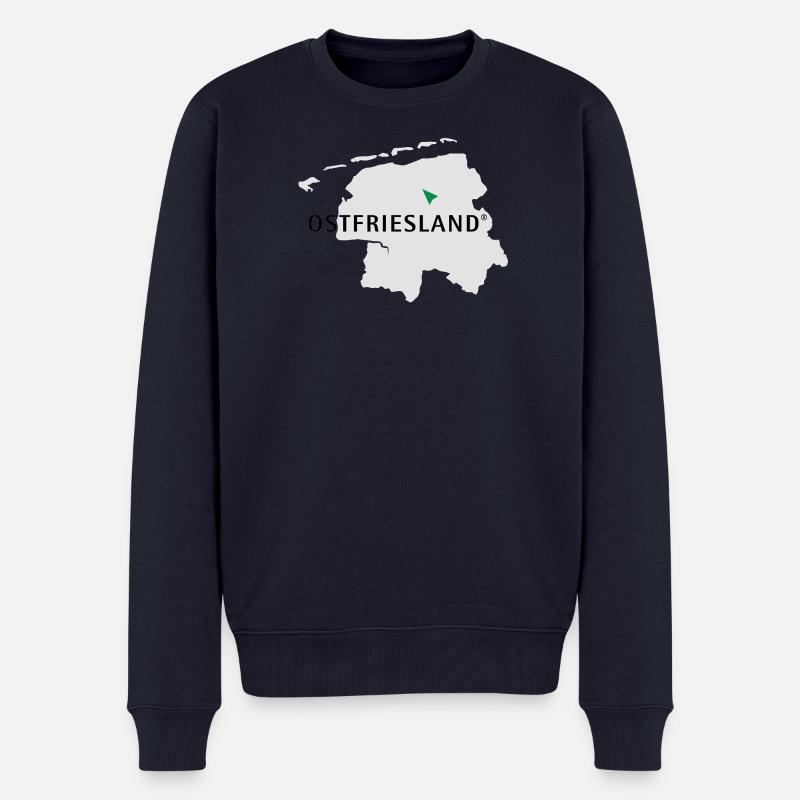 Ostfriesland Logo Karte - Männer Premium Bio Pullover - Navy