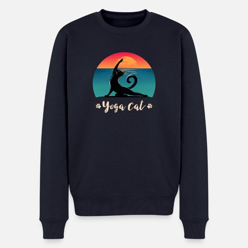 Chat de yoga - Pull Premium bio Homme - bleu marine