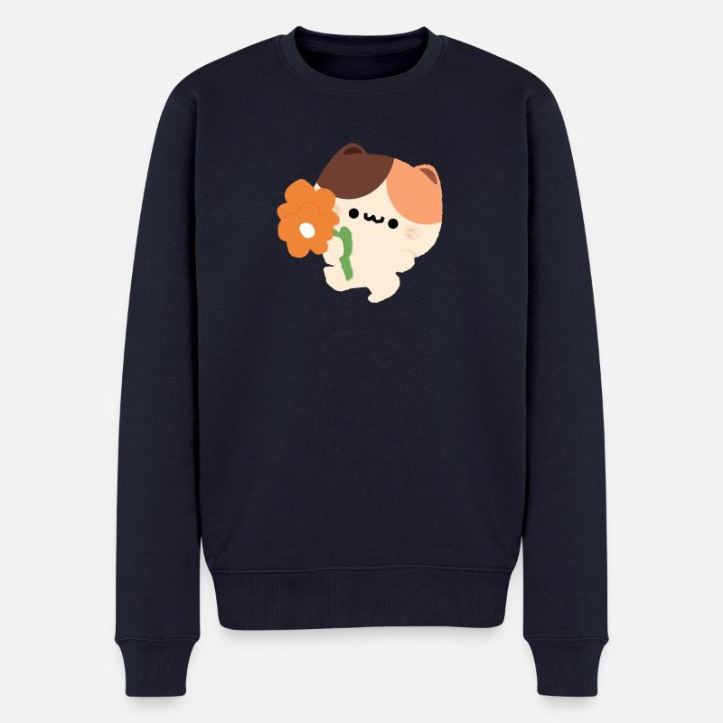 Romantische Schildkrötenkatze - Männer Premium Bio Pullover - Navy