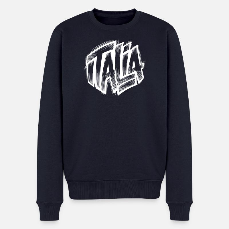 Italia Graffiti Pinselbuchstaben Stil - Männer Premium Bio Pullover - Navy