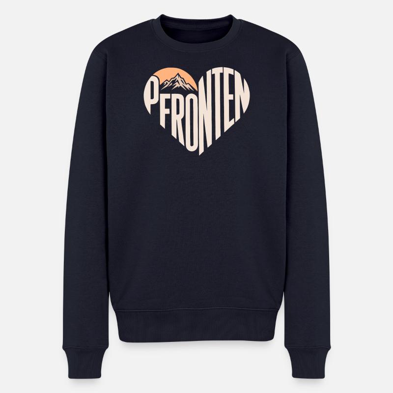 Pfronten Herz mit Sonne und Berg - Männer Premium Bio Pullover - Navy