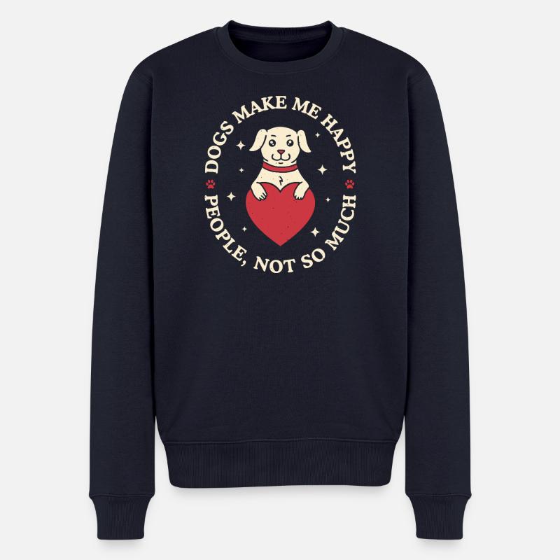 Les chiens me rendent heureux - Pull Premium bio Homme - bleu marine