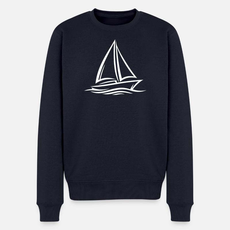 Segelboot - Männer Premium Bio Pullover - Navy