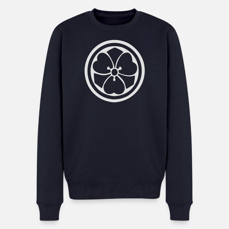 Kreisblüten Emblem Design - Männer Premium Bio Pullover - Navy