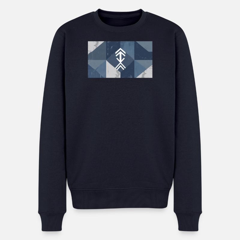 Geometric Blue Element Pattern - Men's Premium Organic Jumper - navy