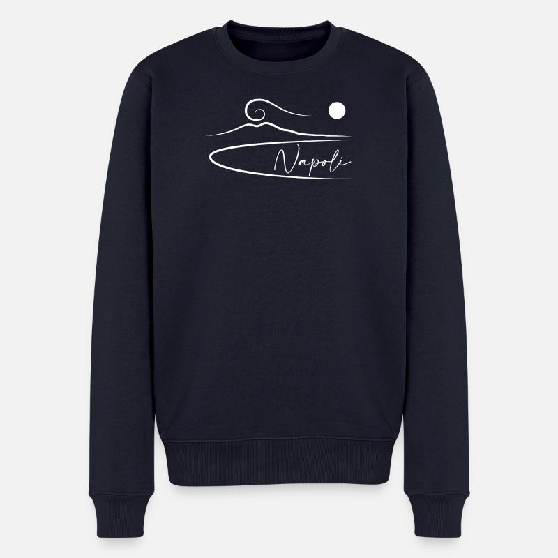 Vesuv und Golf von Neapel minimal - Männer Premium Bio Pullover - Navy