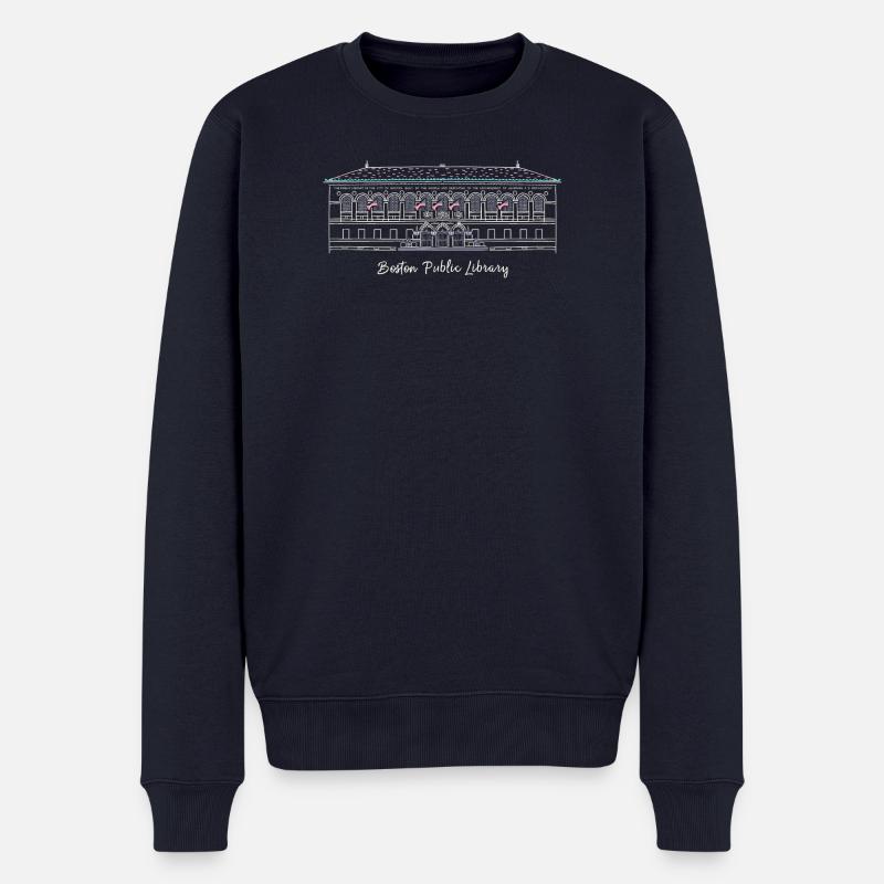 Boston, Drawing Public Library, États-Unis - Pull Premium bio Homme - bleu marine