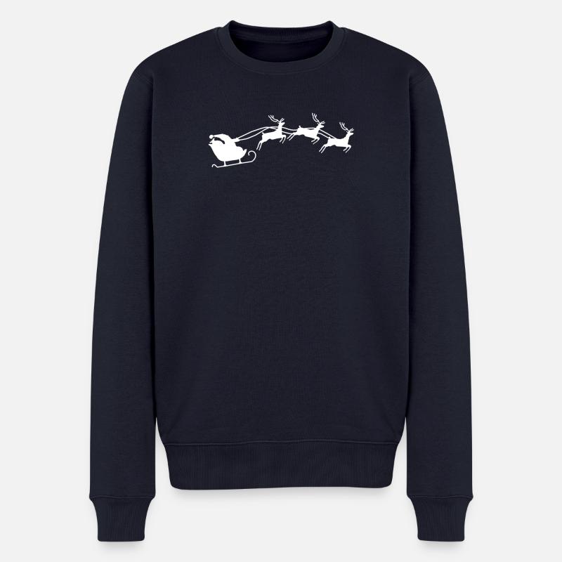 Weihnachtsmann mit Schlitten - Männer Premium Bio Pullover - Navy