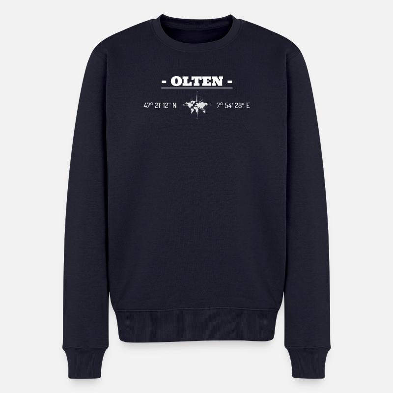 Koordinaten Olten - Männer Premium Bio Pullover - Navy