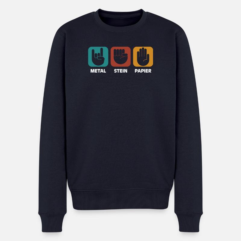 Metal Stein Papier - Männer Premium Bio Pullover - Navy