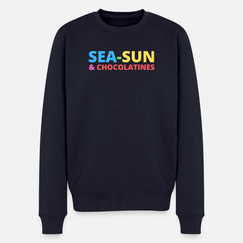 Meeressonne und Chocolatines - Männer Premium Bio Pullover - Navy