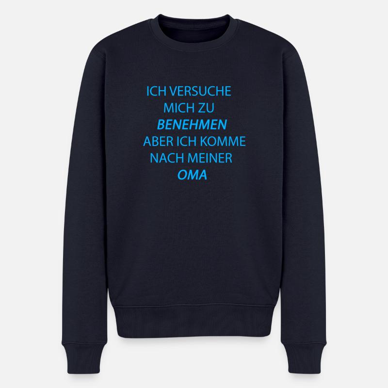 benehmen oma hellblau - Männer Premium Bio Pullover - Navy