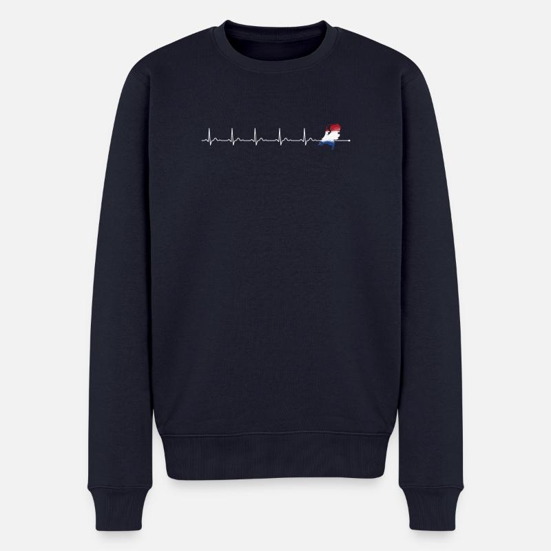 Heartbeat drapeau netheland - Pull Premium bio Homme - bleu marine
