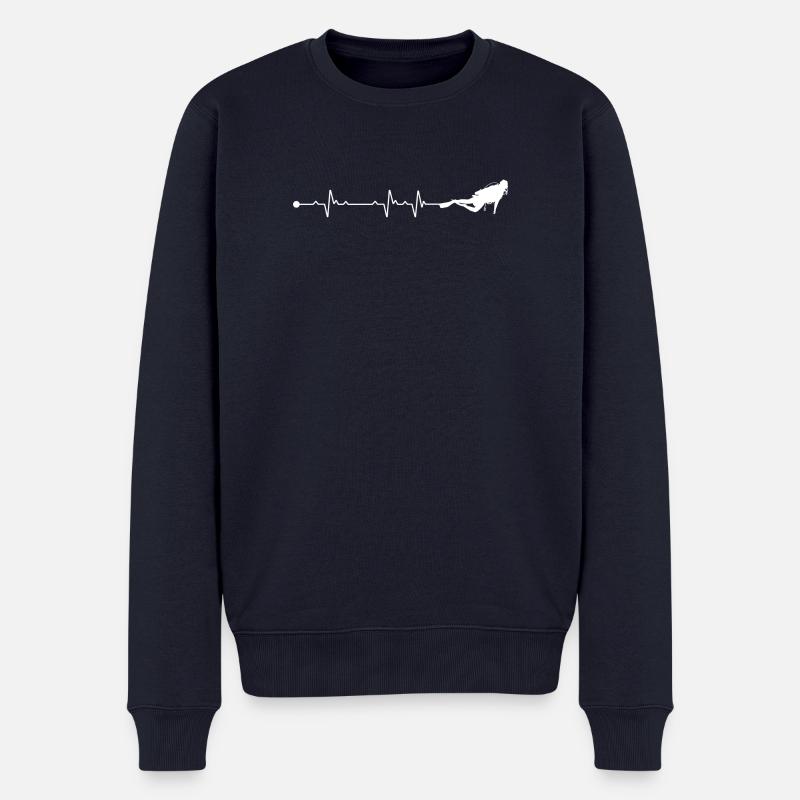 Heartbeat Runner Silhouette - Männer Premium Bio Pullover - Navy