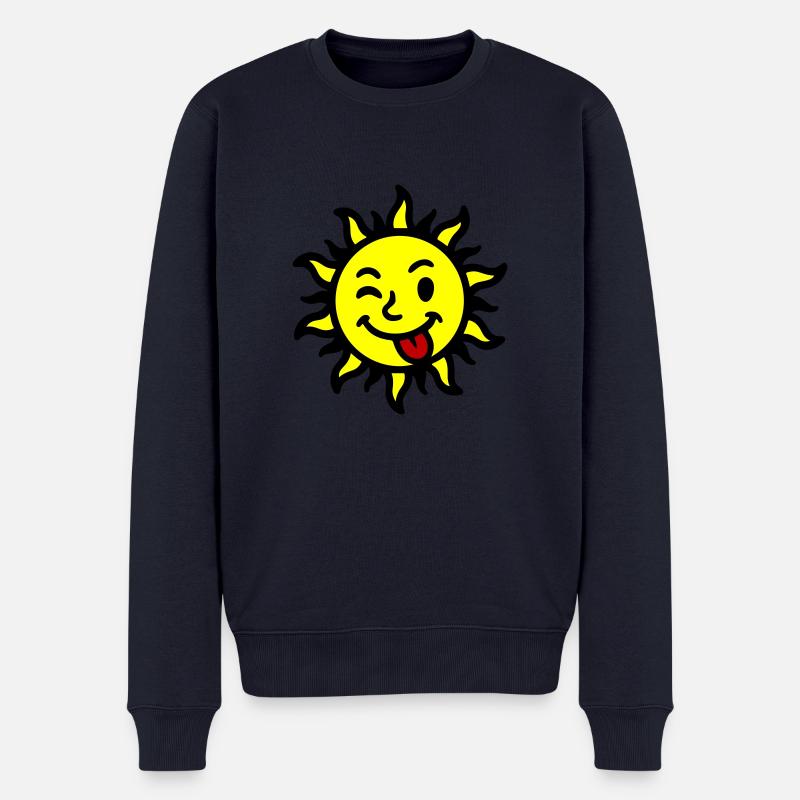 Sonne Comic Sommer - Männer Premium Bio Pullover - Navy