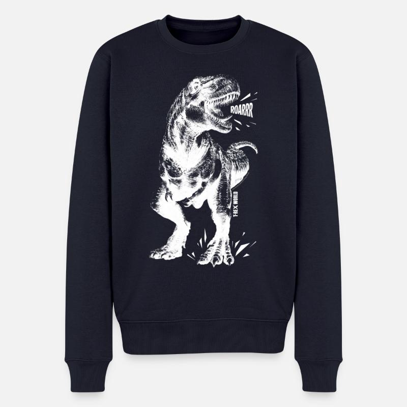 T-Rex World Dinosaurier Tyrannosaurus Rex Roar! - Männer Premium Bio Pullover - Navy