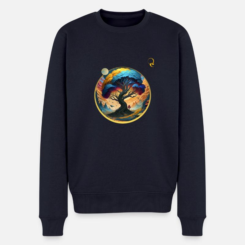BAUM DES LEBENS UND DER WELT - Männer Premium Bio Pullover - Navy