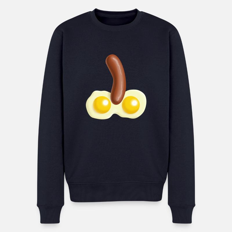 Spiegeleier und Würstchen - Männer Premium Bio Pullover - Navy