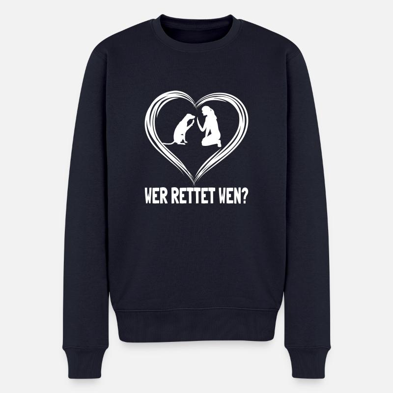 Wer rettet wen? - Männer Premium Bio Pullover - Navy