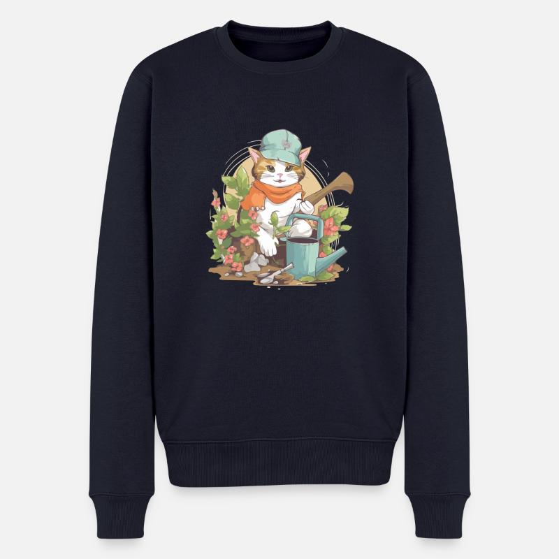 Kido le chat jardinier - Pull Premium bio Homme - bleu marine