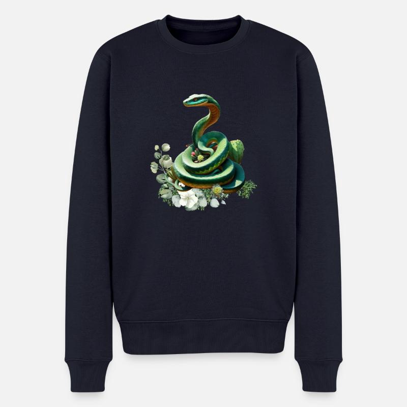 Grüne Schlange - Mamba Shirt's und Accessoires - Männer Premium Bio Pullover - Navy