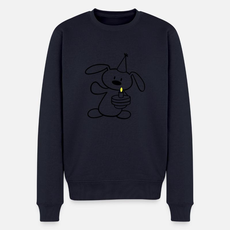 Ein niedlicher Hase feiert Geburtstag - Männer Premium Bio Pullover - Navy