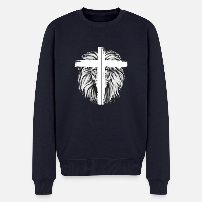 Lion Cross - Männer Premium Bio Pullover - Navy