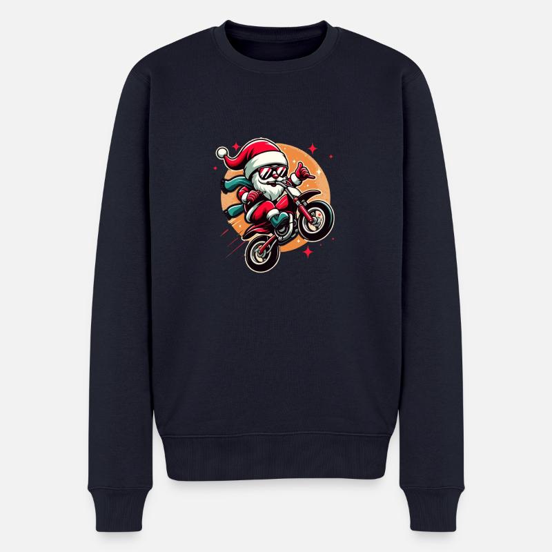 Cooler Biker Weihnachtsmann - Männer Premium Bio Pullover - Navy