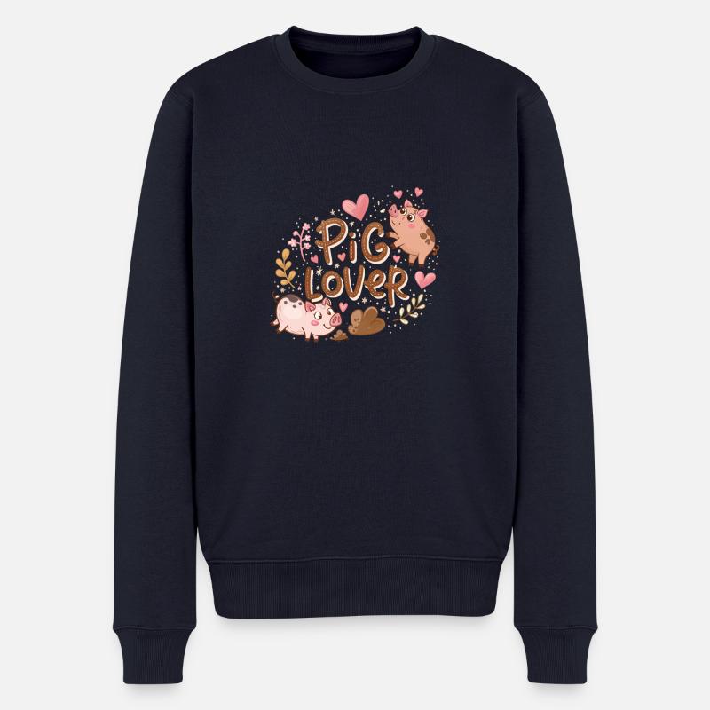 Amoureux des cochons - Pull Premium bio Homme - bleu marine