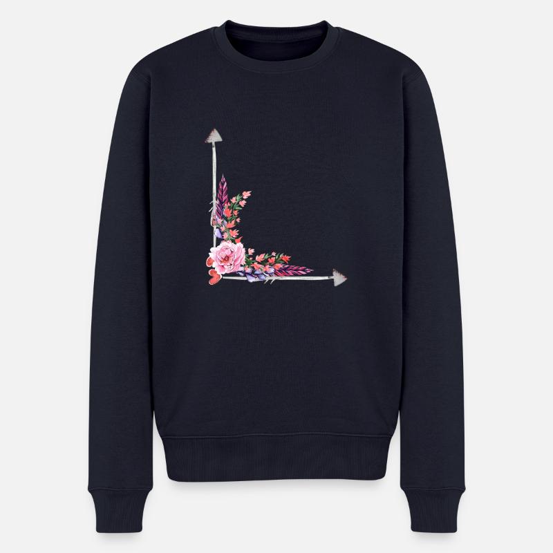 Blumen - Männer Premium Bio Pullover - Navy