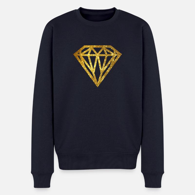 diamant - diamond - Glitter - Gold - Männer Premium Bio Pullover - Navy