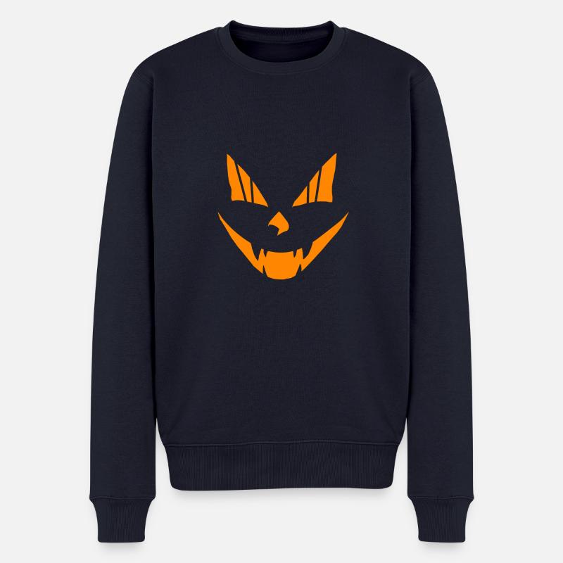 Halloween Gesicht - Männer Premium Bio Pullover - Navy