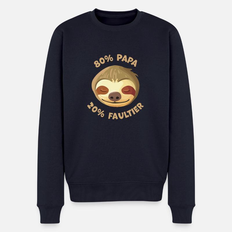 Papa Faultier Geschenkidee - Männer Premium Bio Pullover - Navy