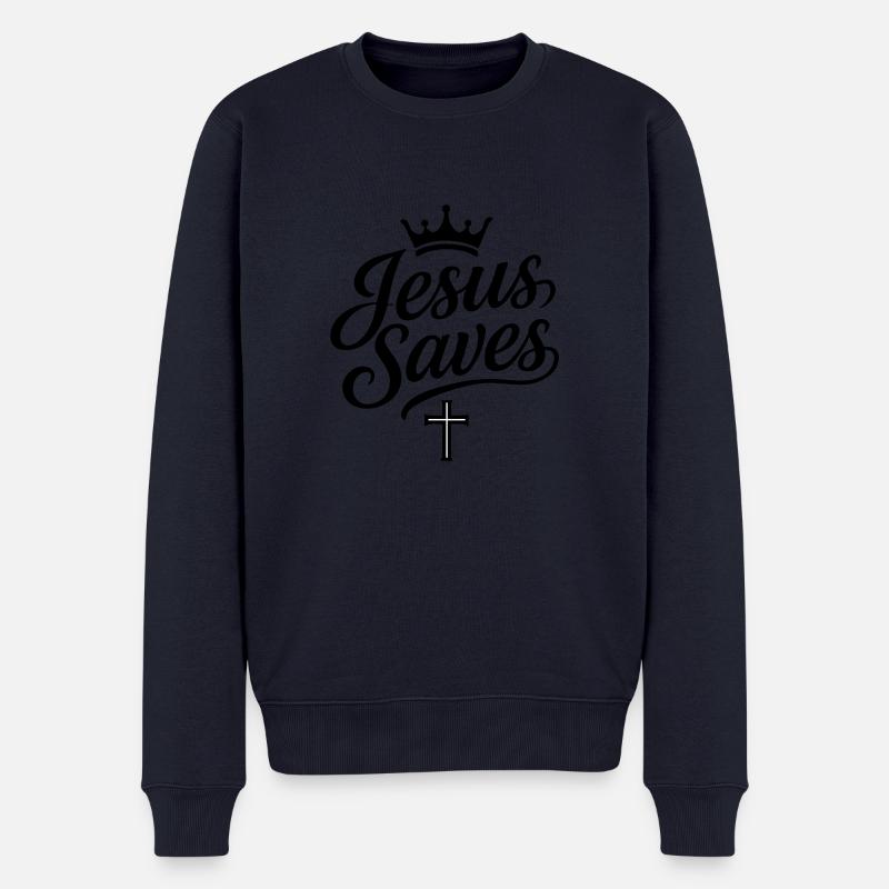 Jesus Rettet Liebe - Männer Premium Bio Pullover - Navy
