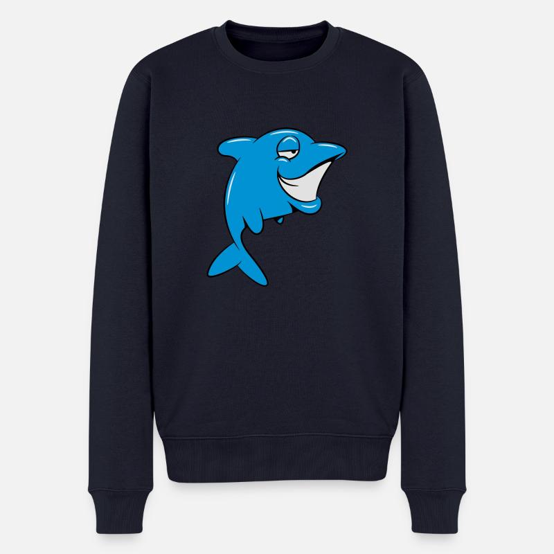 delfin witzig - Männer Premium Bio Pullover - Navy