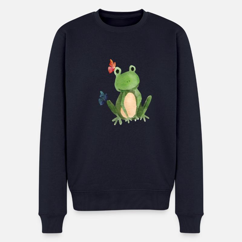 Der Frosch und die Schmetterlinge - Männer Premium Bio Pullover - Navy