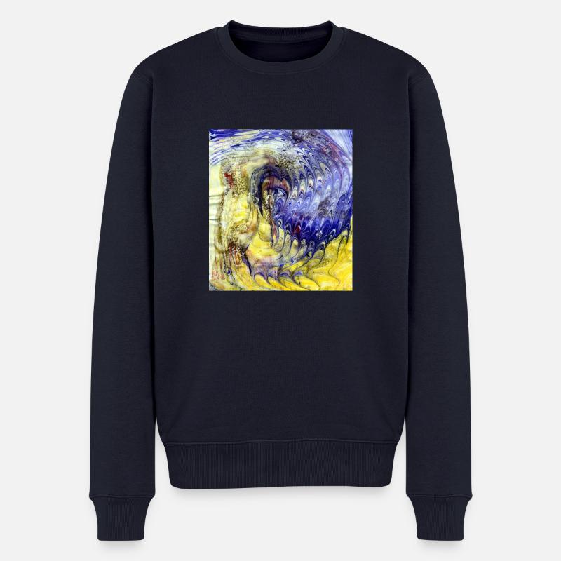 Farbverlauf blau gelb - Männer Premium Bio Pullover - Navy