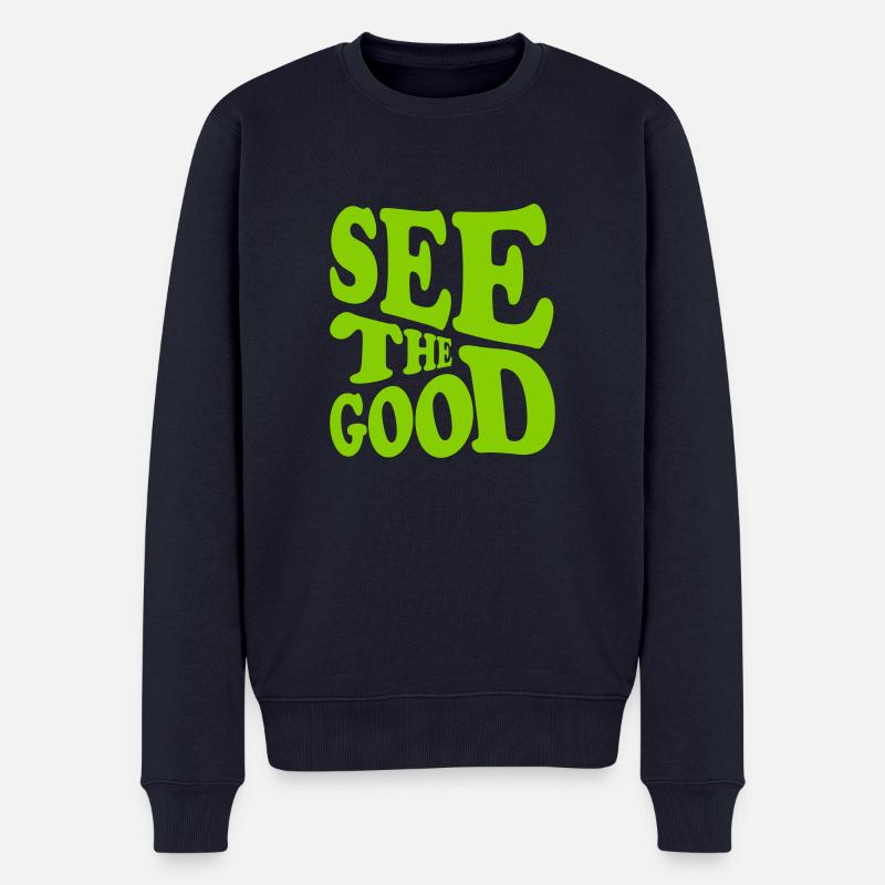 see the good Zitat - Männer Premium Bio Pullover - Navy