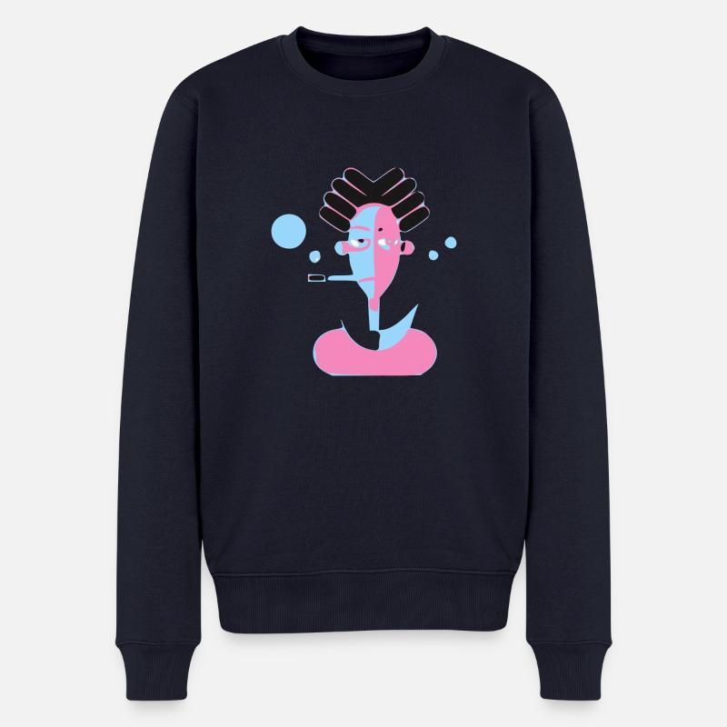 Der Mann mit der Pfeife - Männer Premium Bio Pullover - Navy