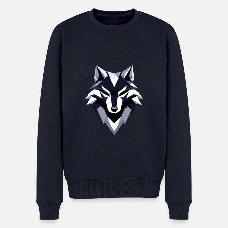 Wolf Low Poly Logo Design - Men's Premium Organic Jumper - navy