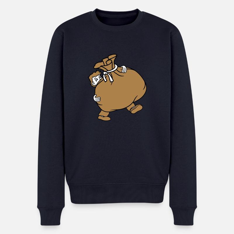 muell umzug transportieren schwer tragengeldsack b - Männer Premium Bio Pullover - Navy
