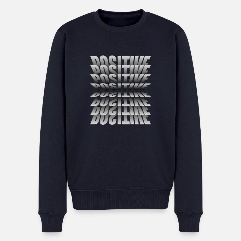 Positives Tee-Hemd - Männer Premium Bio Pullover - Navy