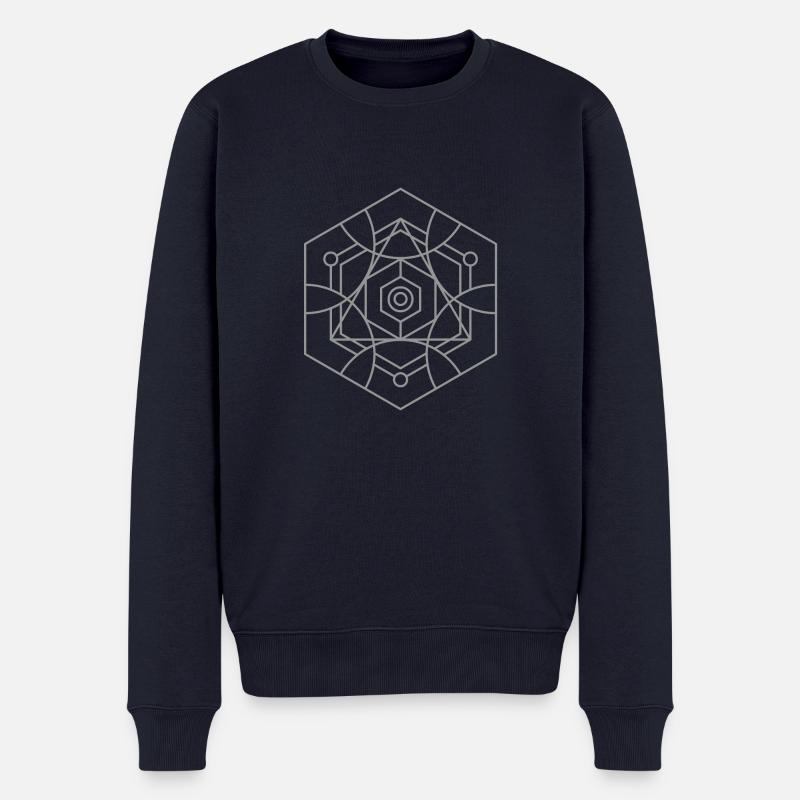 Heilige Geometrie, Mandala, Kosmisches Muster - Männer Premium Bio Pullover - Navy
